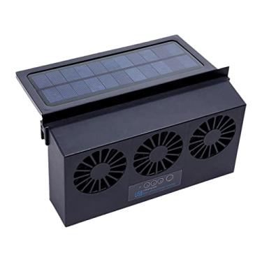 Imagem de Ventilador de exaustão de carro portátil ventilador solar automático refrigerador USB ventilação de janela radiador economia de energia assento traseiro purificadores de assento frontal para veículo de caminhão, preto, 24 * 13 * 6 cm