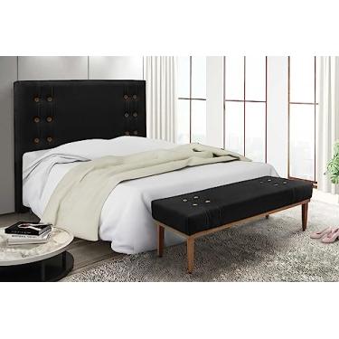 Imagem de Kit Cabeceira e Recamier Sofá Divã Dois Lugares Calçadeira 0,9 M Artemis (suede preto)