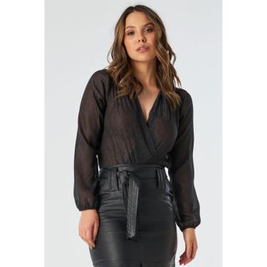 Imagem de Body PKS Manga Longa Fios Lurex Preto-G-Feminino
