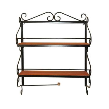 Imagem de Prateleira Porta Condimentos Rústica de Ferro e Madeira Artesanal