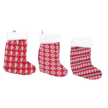 Imagem de OFFSCH 3 Peças Meias De Natal Decorações De Férias Meias De Natal Saco De Meias De Biscoitos De Natal Meias De Natal Sacos De Doces Decoração De Doces Festival Meias De Natal Listras De