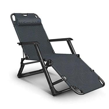 Imagem de Cadeira de jardim resistente gravidade zero espreguiçadeira dobrável, cadeiras reclináveis reclináveis espreguiçadeiras espreguiçadeiras de metal leve e impermeável para móveis de pátio ao ar livre, 178x67x25cm, azul L10
