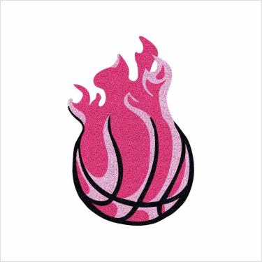 Imagem de Tapete Bola De Basket Fire, Cor Rosa, Decorção Para Porta De Entrada, Quarto, Sala.