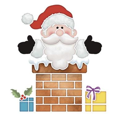 Imagem de Stencil Litoarte Natal 17,2x21cm Pintura Sobreposição STMN-058 Papai Noel Chaminé Litoarte
