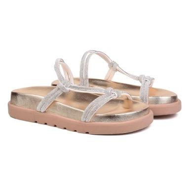 Imagem de Sandália Papete Feminina Brilho Flat Marcella (OURO LIGHT, BR, Adulto, Numérico, 35)