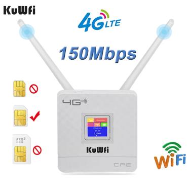 Imagem de KuWfi-4G LTE CPE WiFi Router com Antena Externa  CAT4  150Mbps  Sem Fio  Desbloqueado  SIM  WAN