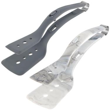 Imagem de 2 pinças 2 em 1 para espátula, pinça flip de silicone, pinça antiaderente para ovos, fácil de usar, espátula, flipper, espátula, multifuncional, ferramenta de cozinha