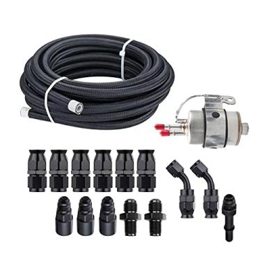 Imagem de Autoutfit 6AN Kit de encaixe de linha de mangueira de injeção de combustível LS Swap EFI, mangueira de combustível PTFE trançada de nylon 7 m e regulador de filtro de combustível de 58 PSI adaptador de trilho de combustível de retorno