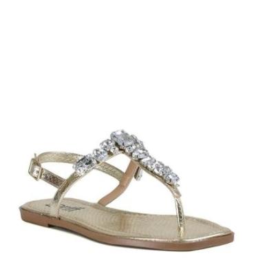 Imagem de Sandália Rasteirinha Feminina Metalizada Zariff Com Pedras-Feminino
