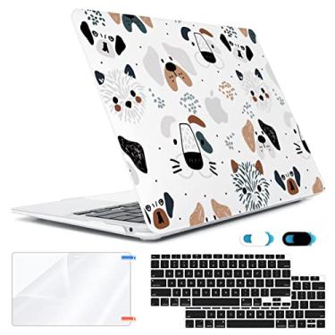 Imagem de HOHAIYOO Capa compatível com MacBook Air de 13 polegadas 2022 2021 2020-2018 versão M1 A2337 A2179 A1932 com Touch ID, capa rígida + película de teclado + capa para webcam + protetor de tela, cachorro engraçado