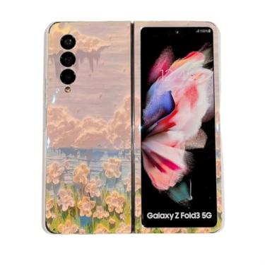 Imagem de Bonito pintura a óleo flor caso de telefone para samsung galaxy z fold 3 5 4 moda silicone capa para z flod4 5g, z1, para z fold 4