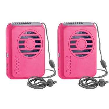 Imagem de O2COOL Ventilador de resfriamento pessoal de viagem recarregável, alimentado por bateria, pacote com 2 unidades (rosa)