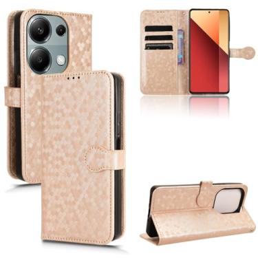 Imagem de Kukoufey Capa de couro compatível com Xiaomi Poco M6 Pro 4G, capa de telefone de couro PU capa flip compatível com Xiaomi Redmi Note 13 Pro 4G capa dourada