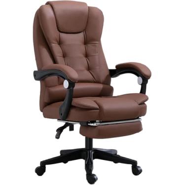 Imagem de YaoZhiYao Cadeira Ergonômica Moderno para Escritório, Poltrona Giratória de 360° com Apoio para Pés e Encosto Inclinável, Couro PU Marrom