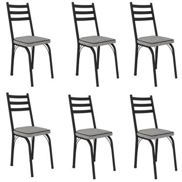 Imagem de Kit 6 Cadeiras Para Cozinha Tubular D-13 Nara De Aço Preto-grafiato