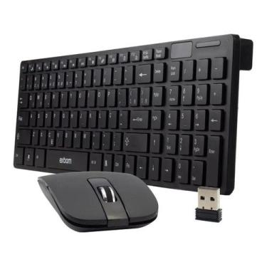 Imagem de Teclado E Mouse Sem Fio Bk-S1000 Preto Super Slim Mod Apple - Exbom