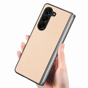 Imagem de Capa flip para Samsung Galaxy Z Fold 6 5 4 3 2 Fold6 Fold5 Fold4 Fold3 Fold2 5G Ultra Slim Durável Hard PC Shell Capa de couro PU, cáqui, para Samsung Galaxy Z Fold 3