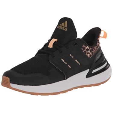 Imagem de adidas Tênis de corrida infantil unissex Rapidasport Bounce Lace, Preto/preto/dourado metálico, 21