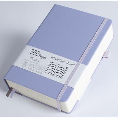 Imagem de Caderno pautado universitário grosso com 366 páginas numeradas, diário A5 para escrever com papel forrado de 100 g/m2, cadernos de couro de capa dura para mulheres, diário de trabalho de escritório,