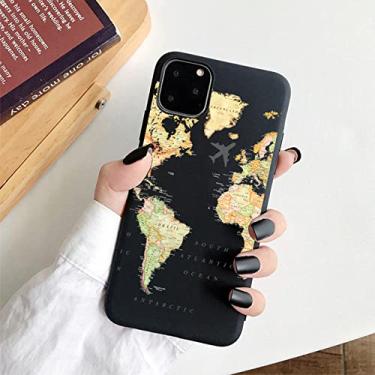 Imagem de Desenhos de mapas de aviões populares de luxo Capa de telefone para IPhone 13 11 Pro XR X Xs Max 7 6s Plus 12 mini capas de silicone macias com capa preta, BT22047, para iP7P ou iP8Plus