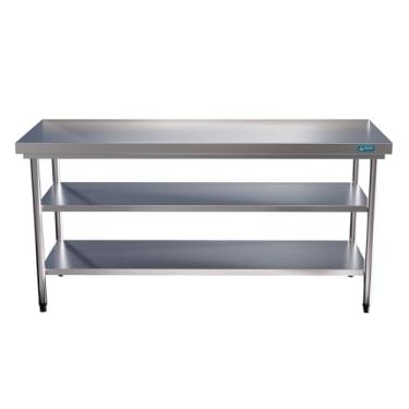 Imagem de Mesa Bancada Em Aço Inox com Duas Prateleiras 120x60x85 Aço Rio