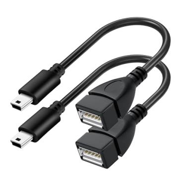 Imagem de Cabo OTG mini USB SaiTech IT para câmeras digitais – Cabo adaptador macho USB A fêmea para mini USB B de 5 pinos, Preto, 2 Pack
