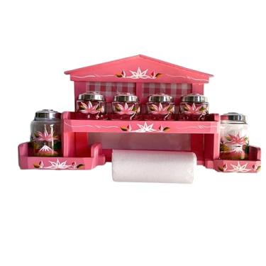 Imagem de Porta tempero de parede com vidros para condimento espaço para papel toalha