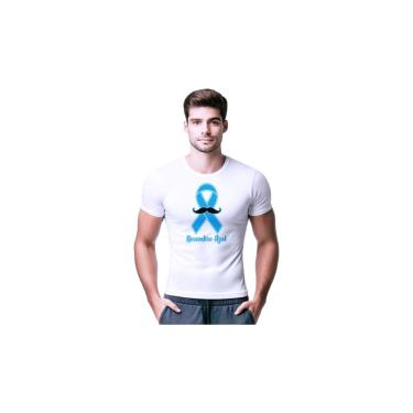 Imagem de Camisetas de Poliester Branca Personalizadas Novembro Azul