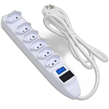 Imagem de Extensão Elétrica Régua Padrão Tripolar 6 Tomadas 10a Cabo 1,5 Metros Bivolt (110-220v) Com Fusível De Proteção