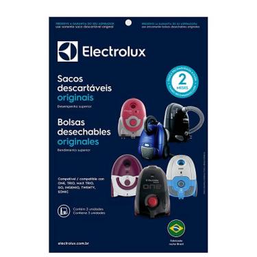 Imagem de Kit com 3 Sacos Descartáveis Sbeon para Aspiradores de Pó, Electrolux, Branco