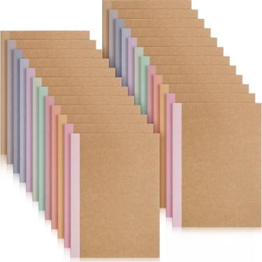 Imagem de Harloon Caderno de composição A5 Cadernos de composição 20 x 14,6 cm Cadernos Kraft pautados para faculdade com espinhos de arco-íris, pequeno livro de composição forrado para escritório, casa (cor