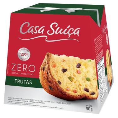 Imagem de Panettone com Frutas Cristalizadas e Uvas-Passas Casa Suíça Zero Açúcar 400g 