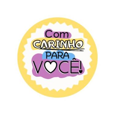 Imagem de 100 Etiquetas Adesivas  - 4 Cm - Com Carinho Pra Você  - 4Food Print 