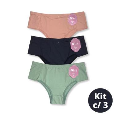 Imagem de Kit c/ 3 Calcinha Alta de Microfibra Detalhe em Strass Lut - Lut Linge