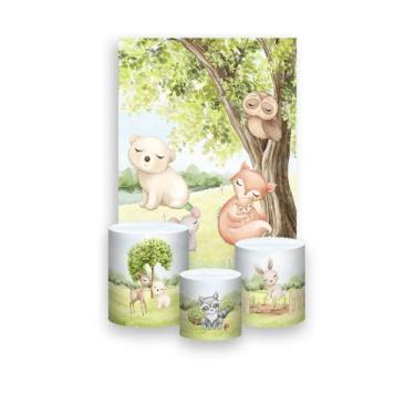 Imagem de Painel De Festa Vertical 1,50 x 2,20 + Trio De Capas Cilindro - Bosque