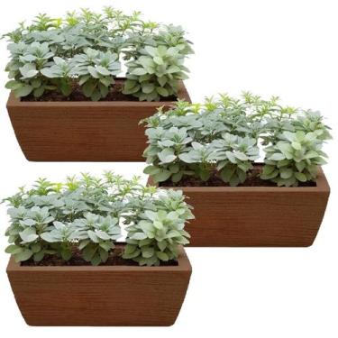 Imagem de Jogo de 3 Vasos Jardineira Floreira de chão  Horta em casa Polietileno