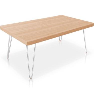 Imagem de Mesa de Centro Dublin Retangular em Aço e MDF Clean - Branca e Jade - 