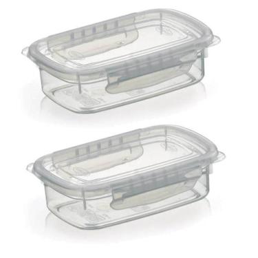 Imagem de Kit 2 Potes Alimentos 270 ML Com Tampa e Travas Transparente - Nitron