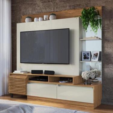 Imagem de Home para tv 65 polegadas 1 portas 2 gavetas com espelho ho5120/e natu