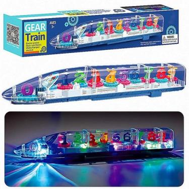 Imagem de Brinquedo Onibus Trem Carrinho  Som e Luzes com engrenagens Letras Edu