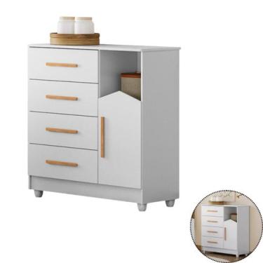Imagem de Cômoda Quarto Mdf Infantil Bebê 4 Gavetas 1 Porta Resistente - ANAYBEN