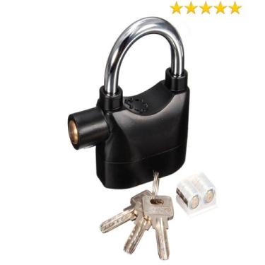 Imagem de Cadeado Trava Sirene 110db Anti-furto Moto Bike Portão Corrente Prova 