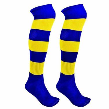 Imagem de Meião Kanxa Profissional Listrado, Único, Azul, Amarelo