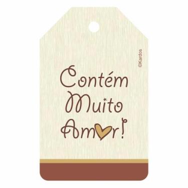 Imagem de 100 Tag Decorativa Etiqueta Contém Muito Amor 8x5cm Presente - KARDOS