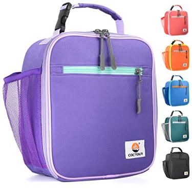 Imagem de Lancheira infantil CaCTOUR, lancheira com isolamento premium para meninas, meninos, adolescentes, mulheres, bolsa macia, mini cooler de volta às aulas, lancheira térmica reutilizável para trabalho