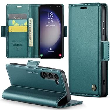 Imagem de Capa carteira para Samsung Galaxy S23+ Plus 5G com [bloqueio RFID] Suporte magnético para cartão, capa protetora flip de couro para Samsung Galaxy S23+ Plus 5G de 6,6 polegadas - verde