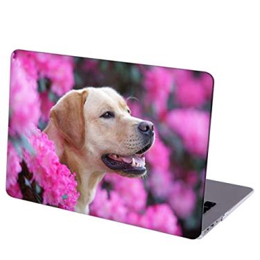 Imagem de MINGDAO Capa compatível com MacBook MacBook Air de 13 polegadas, capa protetora rígida com capa de teclado (A1369 A1466, versão 2010-2017) - Labrador Retriever Among Spring Blossoms
