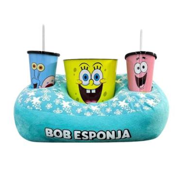 Imagem de Almofada Bob Esponja Porta Pipoca Kit Cinema Fibra Suede Zona Criativa