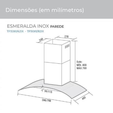Imagem de Coifa De Parede 80cm Inox 110v Tp3081ix Inox
