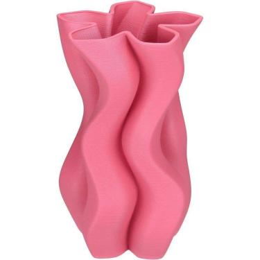 Imagem de Vaso Decorativo Enfiete Casa Aparador 3d Home&co Cerâmica 24x14x14cm Rosa Escuro